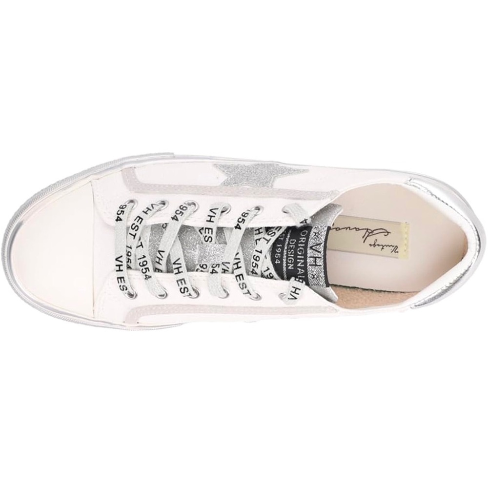 VINTAGE HAVANA Womens Alive Metallic Glitter Slip On Casual Sneakers In White